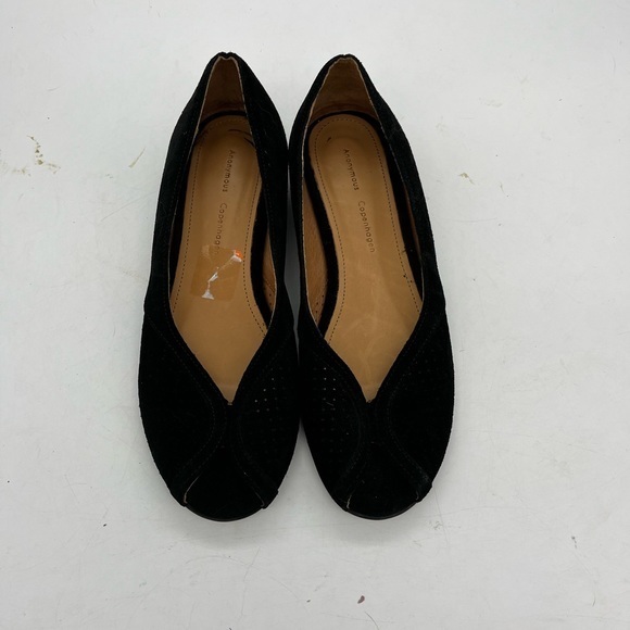 Anonymous Copenhagen Women’s Tiffy Black Genuine Suede Peep Toe Flats - Picture 4 of 12